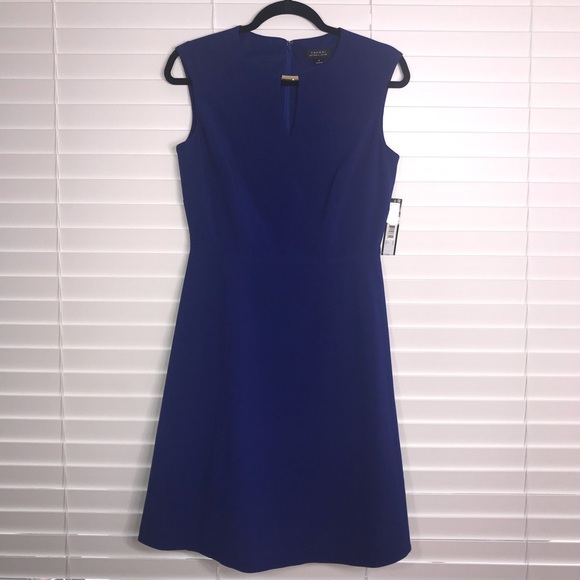 NWT Tahari Cobalt Blue Keyhole Sleeveless Dress - Picture 2 of 6